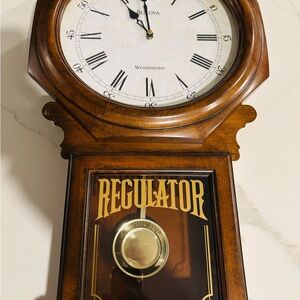 Bulova Classic Regulator Wall Clock - Rich Brown